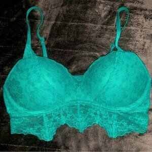 Victorias Secret PINK Padded Push-Up Bralette In Green Lace